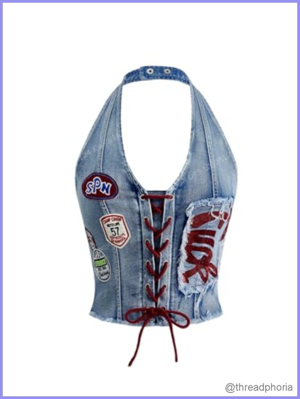 Y2K Denim Halter Corset Crop Tank Top, Going Out Streetwear